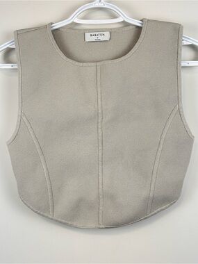 Aritzia Babaton Textured Knit Sleeveless Crop Top Light Taupe M
